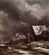 Jacob van Ruisdael Village in Winter oil painting artist